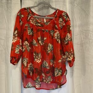 Lauren Conrad sheer floral shirt